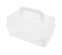 DOITOOL Organisateur Boîte à Outils Pliable 2 Niveaux 22x12x11,5 Cm Plastique Blanc avec Couvercle Transparent, Mallette Multifonctionnelle Portable pour Bricolage, Couture et Rangement