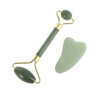 DOITOOL Outil de Massage Facial en Jade Naturel Rouleau de Massage et Plaque de Grattage pour Soulager Douleurs et Améliorer la Peau, pour Usage Personnel et Professionnel