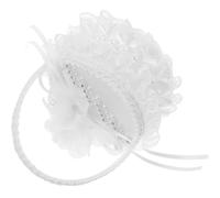 DOITOOL Panier de Demoiselle d'honneur en Dentelle Blanche Poignée Perles Coussin Brodé pour Alliances Boîte à Bague Mariage Saint-Valentin Décoration Cérémonie Élégante 1Pc