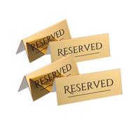 DOITOOL Panneaux Réservés pour Table en Acrylique Doré 17x6,5 Cm, Lot de 4 Plaques de Réservation pour Mariage, Restaurant et Banquet, Signalétique Pratique pour Organisation des Places