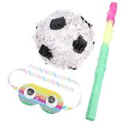 DOITOOL Papier Piñata Football Décoration Délicate Suspendue, avec Bâton et Cache-œil Accessoires de Jeu, pour Fête Sportive et Anniversaire, Kit