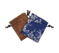 DOITOOL Paquet à Cordon en Satin Tissé Chinois pour Bijoux et Cosmétiques, Lot de 2 Pièces, Design Élégant à Double Couche, Portable et Facile à Utiliser pour Voyage
