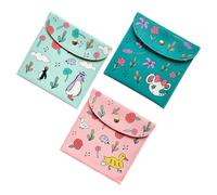 DOITOOL Paquet de Rangement pour Serviettes Hygiéniques Cartoon en PU Imperméables et Résistants la Déchirure pour Femmes et Filles en Voyage 3pcs Couleur Aléatoire Plusieurs Styles