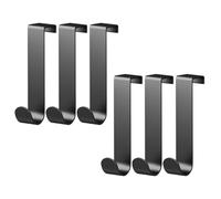 DOITOOL Patère de Porte à Suspendre en Aluminium Noir 6pcs, Crochet Robuste pour Porte de Placard Cuisine Grosse Capacité de Charge