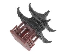 DOITOOL Pavillon Décoratif pour Aquarium en Résine, Statue de Pagode Japonaise à Double Étage, Décoration Paysagère Zen pour Aquarium D’Eau Douce, Ornement Micro-Paysage Aquatique,