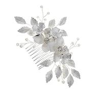 DOITOOL Peigne à Fleurs Peigne à Cheveux Feuille De Fleur Peigne à Cheveux En Cristal Casque En Cristal Barrettes à Cheveux Pour Femmes Peigne De Mariée La Mariée Strass Alliage De Zinc