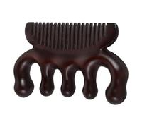 DOITOOL Peigne de Massage Tête de Boule Marron en Bois de Santal à Dents Larges pour Stimuler le Cuir Chevelu et Soulager la Fatigue Cou, pour Hommes et Femmes
