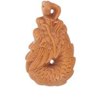 DOITOOL Pendentif Dragon en Bois de Santal Gravé, Décoration Vintage Artisanale, Accessoire Unisexe Brun Naturel, Pendentif Porte-clés Sculpté, Bricolage, Présent Fêtes Saisonnier