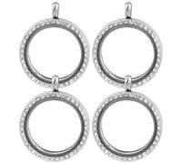 DOITOOL Pendentif Photo Rond en Alliage et Verre Argenté, Facile à Installer, Lot de 4 Pièces pour Bijoux DIY et Commémoration Unique