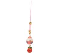 DOITOOL Pendentif Porte-clés Chat Chanceux Céramique Rose Ornement Suspendu pour à Main et Téléphone Symbole Traditionnel Chinois de Prospérité et