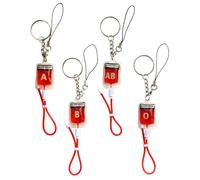 DOITOOL Pendentifs Porte-clés Affichant Différents Groupes Sanguins en Acier Inoxydable Léger, Lot de 4 Pièces, Design Unique et Stylé pour Paquet ou Téléphone