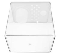 DOITOOL Petit Aquarium Transparent Multifonction 24,6 X 24,4 X 17,5 Cm avec Couvercle et Panier pour Plantes, Habitat Écologique pour Tortues et Poissons D’Ornement, Bassin Paysager