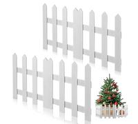 DOITOOL Petite Clôture de Jardin en Bois Blanc, Barrière Solide et Élégante pour Pelouse et Décorations de Fêtes, Scènes de Vacances
