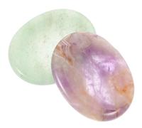 DOITOOL Pierre à Pouce Naturelle 2 Pièces Mini Pierres de Massage en Relief Vert Aventurine et Améthyste Violette Apaisantes pour Soulager Le Stress et Caresser Les Doigts Accessoire