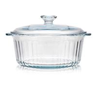 DOITOOL Plat à Four Rond en Verre Borosilicate 24L avec Couvercle Transparent Cocotte Profonde Polyvalente pour Cuisson Homogène Service de Plats à Four et Mijotage