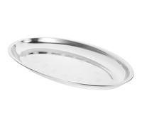 DOITOOL Plat de Service Ovale en Acier Inoxydable Épais 45 CM Assiette Plate Inox sans Aimant Plateau Multifonction pour Poisson Viande Fruits et Apéritifs Adapté Restaurant et