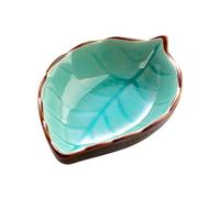 DOITOOL Plat en céramique en forme de feuille, support pour sachets de thé, plats à apéritif, plats à sauce, vinaigre, épices, salade, sauce soja, vaisselle à sushi (couleur et motif aléatoires)