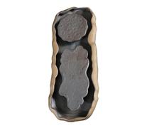 DOITOOL Plateau à Thé Céramique avec Support Lotus Décor Élégant Drainage pour Cérémonie Kung Fu Petit Plateau Japonais pour Deux Personnes