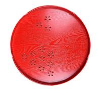 DOITOOL Plateau à Thé de Mariage en Bois Rouge Ajouré, Plateau Décoratif Rond 1 Pièce, Accessoire Pratique pour Cérémonie et Service, Design Creux Traditionnel Chinois, Adapté pour Maison