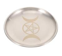 DOITOOL Plateau de Présentation Pentagramme Doré Motif Lune, Assiette à Bougie pour Cérémonies Religieuses et Rangement d'Offrandes