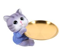 DOITOOL Plateau de Rangement Décoratif Chat Gris pour Bureau et Salon Vide-Poche Élégant pour Bijoux Clés et Bonbons Plateau de Service Multifonction Résistant Au Quotidien