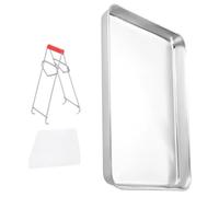 DOITOOL Plateau en Acier Inoxydable 3 Pièces Grand Format 26,5 X 20,5 X 1,2 Cm, Plat Rectangulaire Multifonction pour Cuisson Vapeur, Four et Service, Ustensile Cuisine