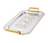 DOITOOL Plateau Service Vintage à Double Poignée Assiette pour Gâteau et Fruits, 35X24,5 CM, Plateau de Rangement Cuisine et Karaoké