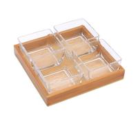 DOITOOL Plateau Verre Divisé pour Fruits Secs et Snacks Plateau de Service Multipurpose sans Couvercle avec Support Bois Corbeille à Fruits Assortie pour Apéritif et Présentation