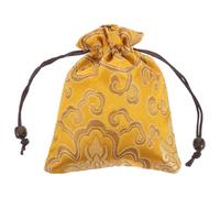 DOITOOL Pochette à Bijoux en Soie Jaune Élégante et Portable, Paquet à Cordon Brodé de Style Chinois pour Bracelets et Clés, Facile à Nettoyer, Type Pochette Cadeau