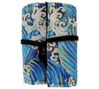 DOITOOL Pochette pour Crayons à Enrouler Style Japonerie en Coton et Lin Motif Imprimé Délicat, Portable et Gain de Place, pour Bureau ou École