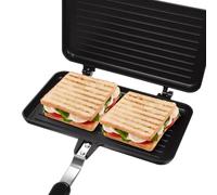 DOITOOL Poêle à Sandwich Double Face Antiadhésive, Moule Mie, Crêpière 24 Cm, Ustensile Cuisine pour Cuisson Gaz, Plaque Polyvalente pour Sandwichs, Œufs et Toasts