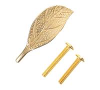DOITOOL Poignée de Meuble en Laiton Massif Forme Feuille Doré, Bouton de Tiroir Rustique Cuisine et Commode, Quincaillerie pour Armoires Cuisine, Fixation à Trou Unique, Style Campagnard,