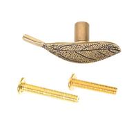 DOITOOL Poignée de Porte D'armoire Feuille en Laiton Massif Patiné, Bouton de Meuble Vintage Rustique pour Tiroir et Commode, Poignée Décorative Unique pour Placard la Cuisine,