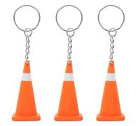 DOITOOL Porte-clés Mini Cône de Signalisation Acier en Silicone 3 Pièces | Design Réaliste et Créatif, Accessoire Portable Léger, pour Clés ou Paquet, Thème Chantier