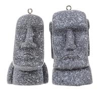 DOITOOL Porte-Clés Moaï Île de Pâques Lot de 2 Figurines Miniatures en Plastique Décorations pour Bureau Maison Paquet à Clés Accessoires Résistants pour Amis et Famille