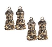 DOITOOL Porte-clés Pendentif Vintage Bouddha En Laiton, Lot De 4 Figurines Rétro, Décoration Miniature à Suspendre, Accessoire Diy Pour Clés, Ornement Bureau Et Intérieur
