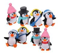 DOITOOL Porte-clés Pingouin Skieur 8 Pièces, Déco Miniature, Personnages de Dessin Animé, Collection Bricolage pour Garçon et Filles, Décoration Maison et Bureau, Style Aléatoire