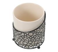 DOITOOL Porte-cuillères en Céramique Grand Format avec Structure Métallique, Organisateur D’accessoires pour Bar à Café, Pot de Rangement Stable pour Cuillères, Fourchettes à Fruits