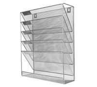 DOITOOL Porte-Documents Mural en Métal Argenté 5 Couches Organisateur de Fichiers de Bureau Multicouche Étagère Suspendue Murale pour Classement Rangement Bureau Solide et Pratique Salle