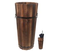 DOITOOL Porte-parapluies Bois Carbonisé Support Volume pour Entrée Intérieure Rangement Multifonctionnel pour Parapluies Canne et Magazines Design Élégant et Moderne