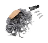DOITOOL Postiche Chauve Grise Accessoire de Déguisement Adulte avec Moustache et Sourcils 3 Pièces Postiche de Camouflage Chauve pour Hommes pour Bals et Fêtes Costumées
