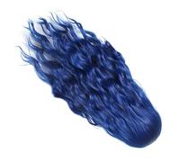 DOITOOL Postiche et Usage Quotidien pour Halloween Ondulée Longue à Séparation Milieu Bleu en Fil Haute Température Frange Tricotée Main et Couture Presque Invisible