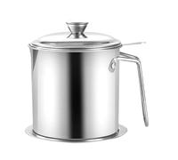 DOITOOL Pot à Huile pour Filtrage et Stockage Pratique 1,4l Grille en Acier Inoxydable Argenté de Graisse de et Huile Végétale