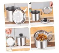 DOITOOL Pot Filtre Huile Acier Inoxydable avec Passoire Renforcée et Couvercle Étanche Récipient de Cuisson Capacité Spacieuse pour Filtrage et Stockage de Graisse Cuisine et Camping
