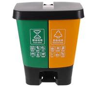 DOITOOL Poubelle avec Pédale en Plastique Cuisine Double Compartiment 16l pour Séparation des Déchets Secs et Humides, pour Restaurants Cuisine
