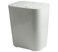 DOITOOL Poubelle d'évacuation à double compartiment avec couvercle, 2 x 15 L, plastique blanc, tri sélectif, cuisine, séparation humide et sèche