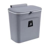 DOITOOL Poubelle Murale Suspendue Compacte avec Couvercle Coulissant Corbeille à Papier D’Armoire pour Porte Jusqu’À 25 CM Plastique Gris Foncé Gain de Place Cuisine Anti-Odeurs et