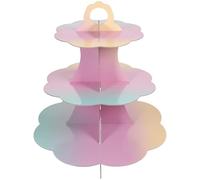 DOITOOL Présentoir à Gâteaux à 3 Étages en Papier Arc-en-Ciel, Support Décoratif Jetable pour Cupcakes et Desserts, Accessoire Multifonction pour Fêtes et Anniversaires, Fournitures