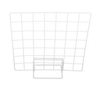 DOITOOL Présentoir de Comptoir Blanc 35x35 Cm Base Petite Blanche, Grille Métallique 2 Pièces, Support D'exposition Polyvalent pour Photos, Bijoux et Accessoires, pour Stand et Bureau