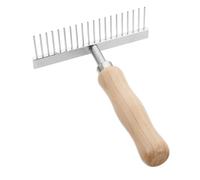 DOITOOL Râteau de Toilettage Cheval avec Manche Bois Ergonomique Peigne Démêlant pour Chevaux Chiens Vaches et Ânes Brosse Acier Inoxydable pour Éliminer Poils Morts et Saletés